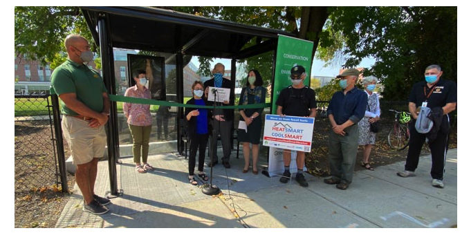 GN bus shelter ribbon cutting ceremony